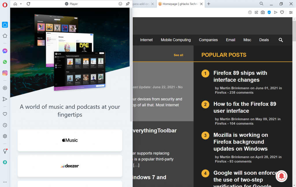 Opera 浏览器增加了对视频通话弹出窗口和 Pinboards 的支持Win 11系统之家