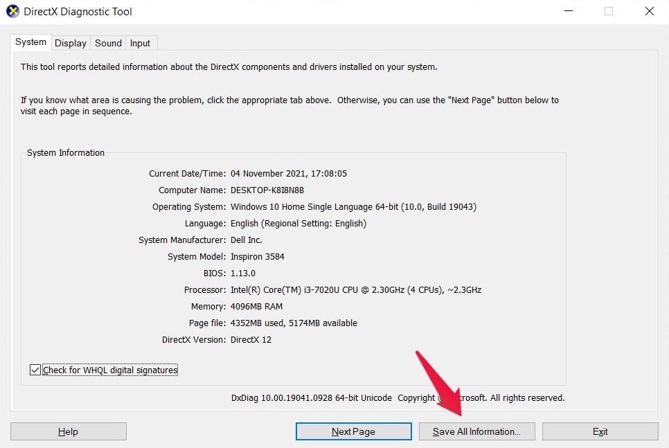 Save-All-Information_DirectX_Diagnostic_Tool Save-All-Information_DirectX_Diagnostic_Tool