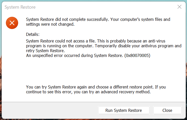 FIX-System-Restore-Failed-0x80070005-1