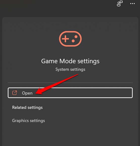 open-game-mode-settings