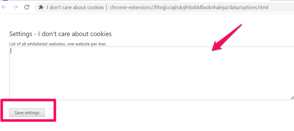 Add_the_website_list_to_be_whitelisted_for_cookies_on_Chrome