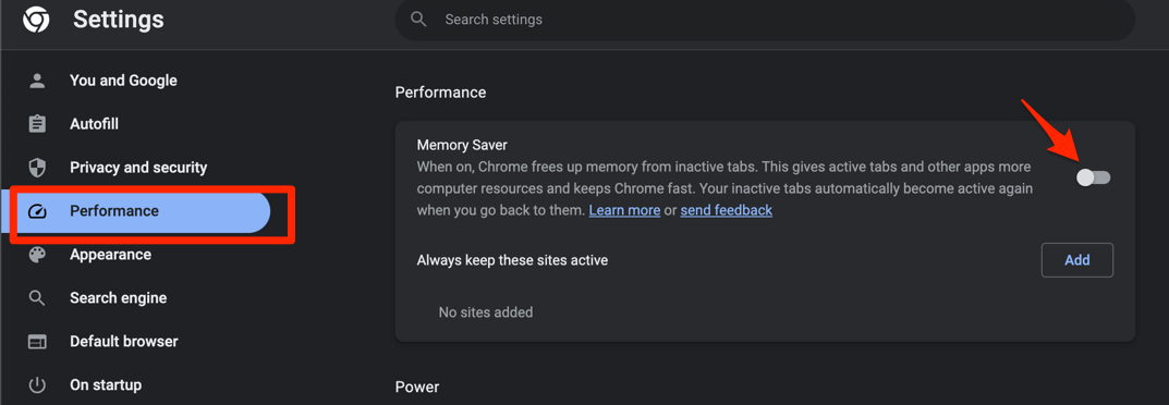 Disable_Memory_Saver_Toggle_button_on_Chrome_Computer