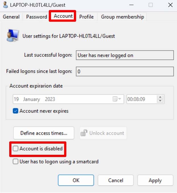 uncheck-account-is-disabled-option