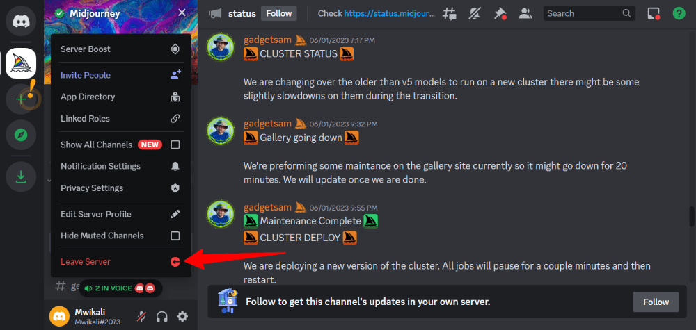 Leave-Midjourney-Server
