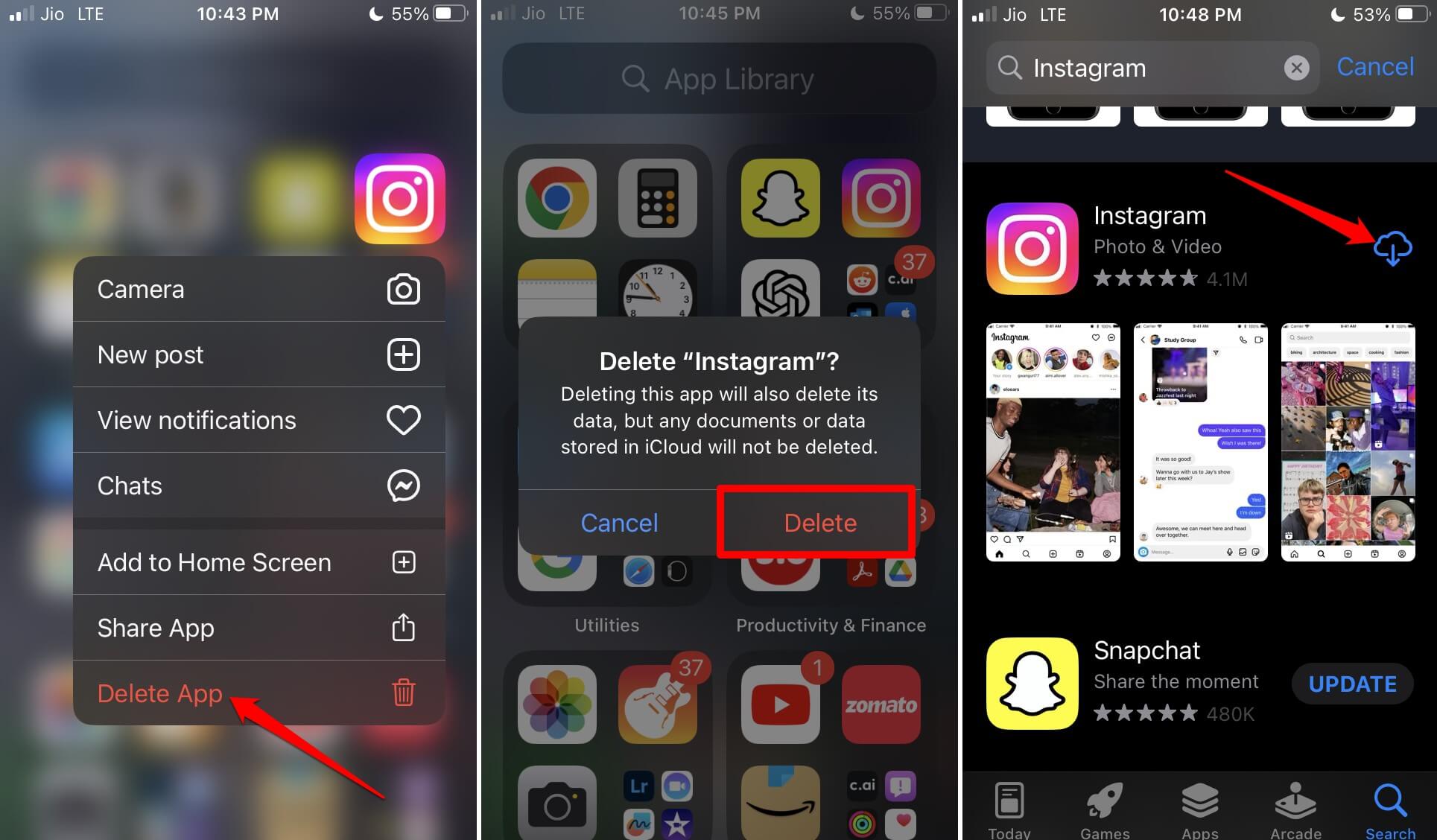 delete-Instagram-from-iPhone-and-reinstall-the-app-