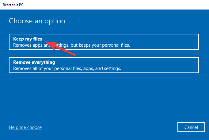 Select-keep-my-files-option-1