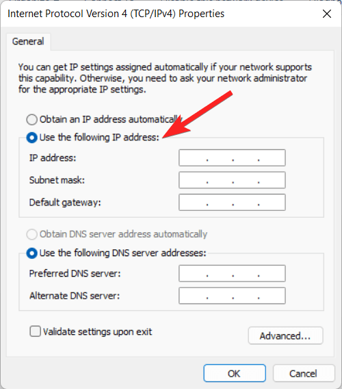 Enable-use-the-following-IP-address-option Enable-use-the-following-IP-address-option