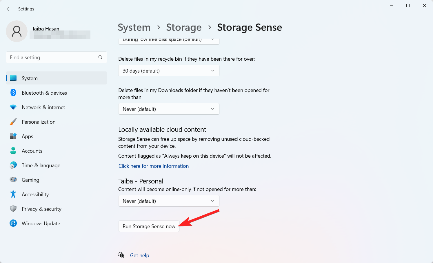 Scroll-down-and-press-the-Run-storage-sense-now-button