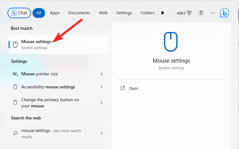 Select-Mouse-settings