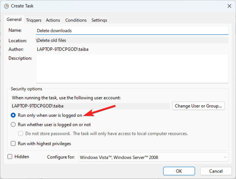 Enable-run-only-when-user-is-logged-on-option