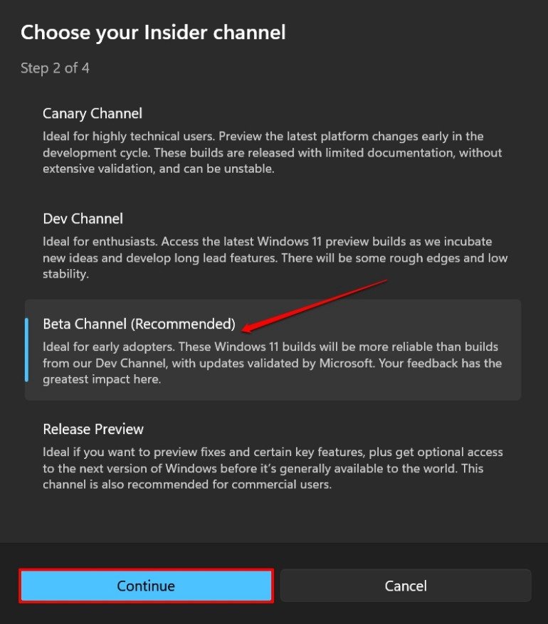select-the-Windows-insider-channel